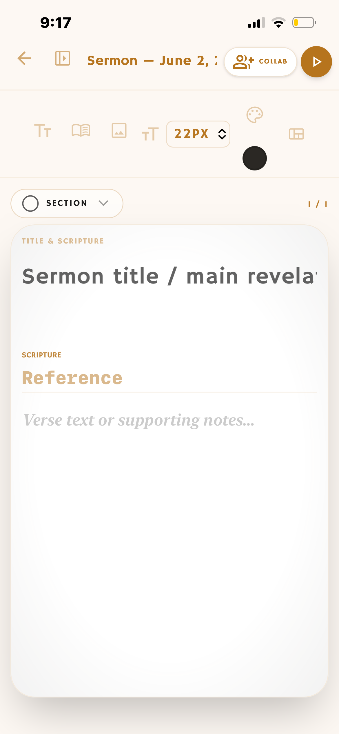 Sermon editor — Title & Scripture